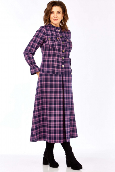 Платье Celentano 5074 фиолетовая_клетка - фото 2