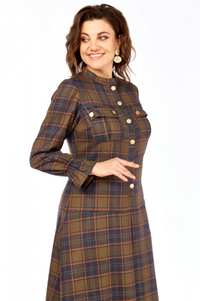 Платье Celentano 5075 бежево-красная_клетка - фото 12