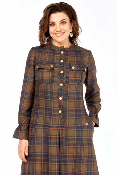 Платье Celentano 5075 бежево-красная_клетка - фото 11