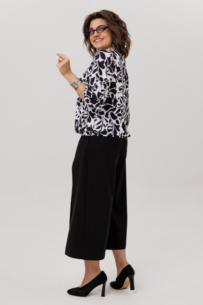 Блуза Anelli 1779 черно-белые_цветы - фото 7