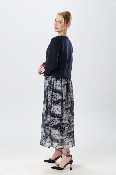 Платье NikVa 1007-2 индиго и серая абстракция - фото 10