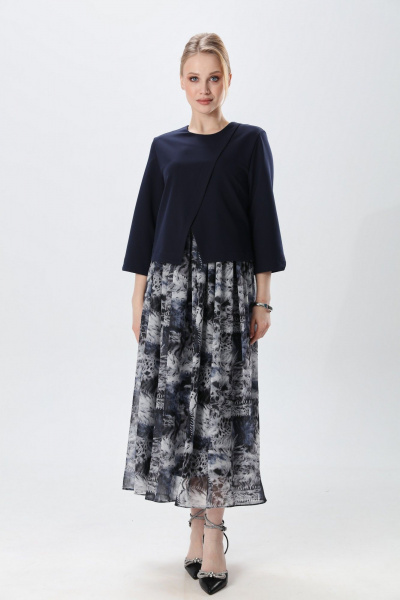 Платье NikVa 1007-2 индиго и серая абстракция - фото 6