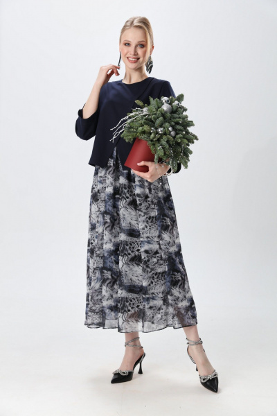 Платье NikVa 1007-2 индиго и серая абстракция - фото 4