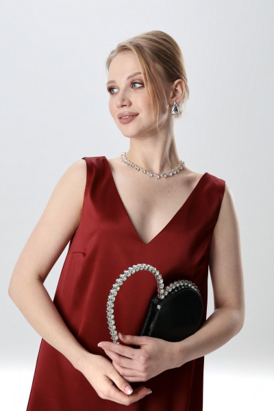 Джемпер, платье NikVa 1013-1 серебро и бордо - фото 8