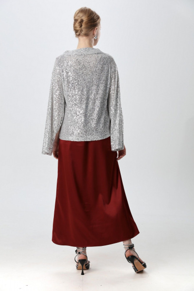 Джемпер, платье NikVa 1013-1 серебро и бордо - фото 4