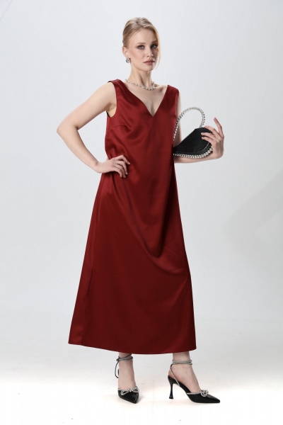 Джемпер, платье NikVa 1013-1 серебро и бордо - фото 3