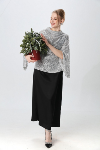 Джемпер, платье NikVa 1013-2 серебро и чёрный - фото 13