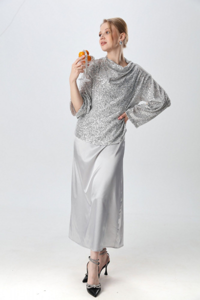 Джемпер, платье NikVa 1013-3 серебро - фото 2