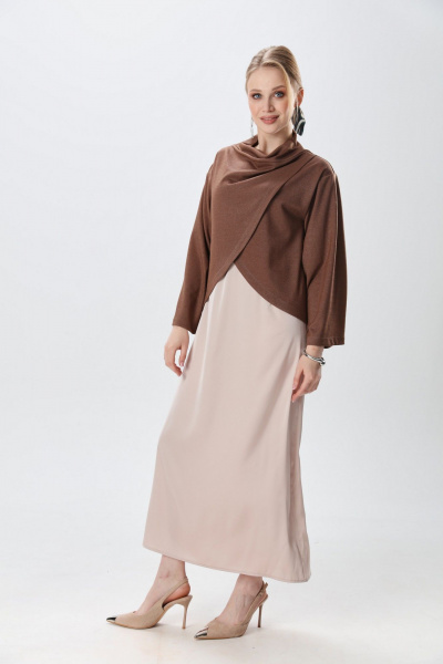 Джемпер, платье NikVa 1015-1 капучино и крем-брюле - фото 6