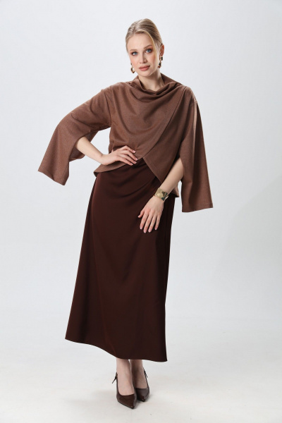 Джемпер, платье NikVa 1015-2 капучино и шоколад - фото 1