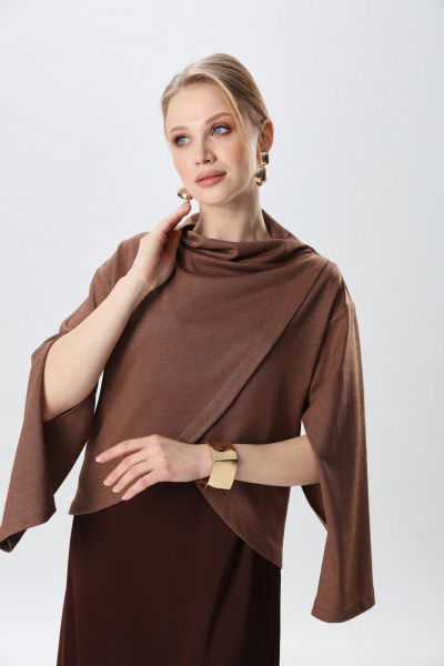 Джемпер, платье NikVa 1015-2 капучино и шоколад - фото 11