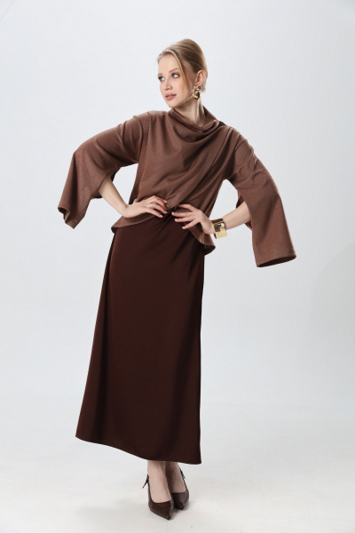 Джемпер, платье NikVa 1015-2 капучино и шоколад - фото 10