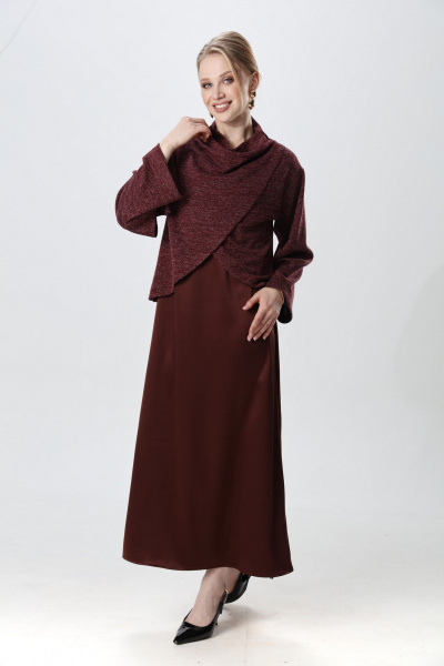 Джемпер, платье NikVa 1015-4 махагон - фото 11