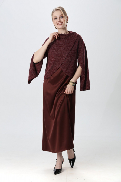 Джемпер, платье NikVa 1015-4 махагон - фото 8