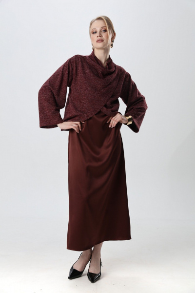 Джемпер, платье NikVa 1015-4 махагон - фото 4