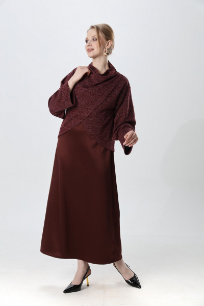 Джемпер, платье NikVa 1015-4 махагон - фото 2