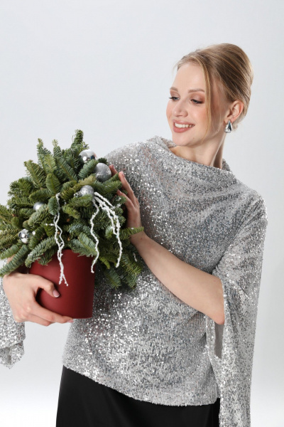 Джемпер NikVa 400-10 серебро - фото 9