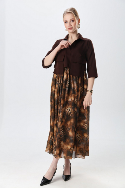 Платье NikVa 514-5 шоколад и кофейный леопард - фото 7