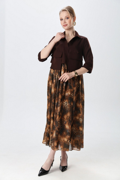 Платье NikVa 514-5 шоколад и кофейный леопард - фото 6