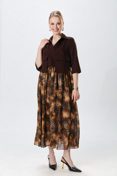 Платье NikVa 514-5 шоколад и кофейный леопард - фото 4