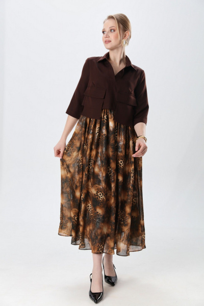 Платье NikVa 514-5 шоколад и кофейный леопард - фото 3