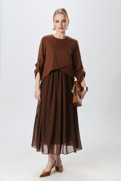 Платье NikVa 740-25 кофе с молоком - фото 7