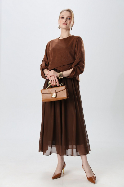 Платье NikVa 740-25 кофе с молоком - фото 1