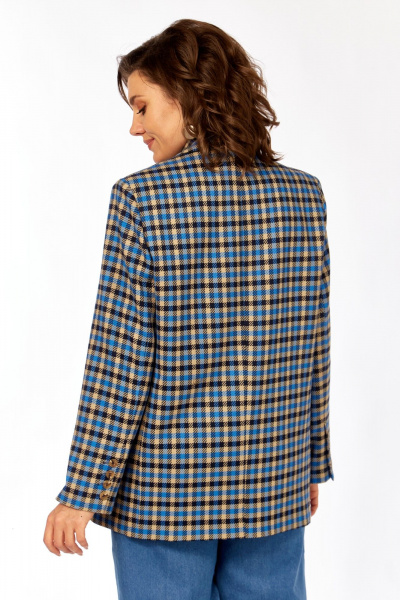 Жакет Rishelie 1014 клетка_чёрный+голубой+бежевый - фото 4