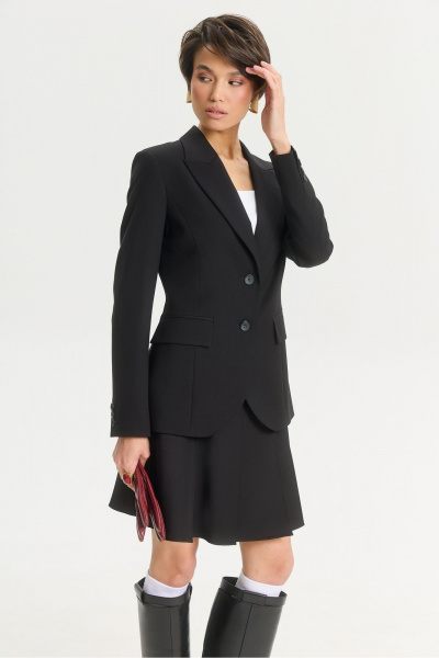 Приталенный жакет на одну пуговицу из текстиля для делового образа HELEN BIRCH J015b - фото 1