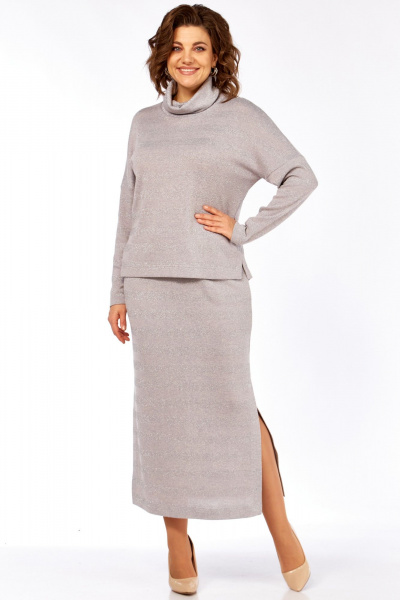 Блуза, юбка LadyThreeStars 2541 светло-серый - фото 2