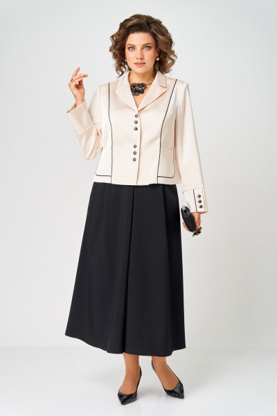 Жакет, юбка Aira Style 24134 молочно-черный - фото 12