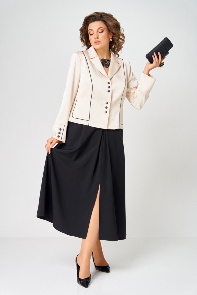 Жакет, юбка Aira Style 24134 молочно-черный - фото 11