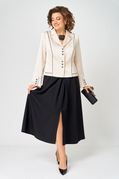 Жакет, юбка Aira Style 24134 молочно-черный - фото 9