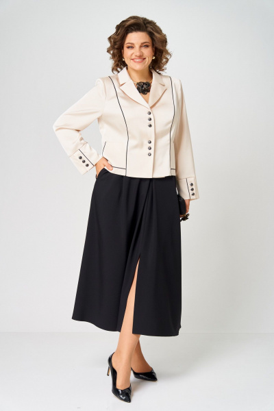 Жакет, юбка Aira Style 24134 молочно-черный - фото 1