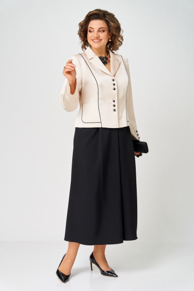 Жакет, юбка Aira Style 24134 молочно-черный - фото 6