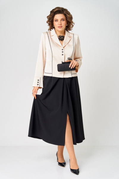 Жакет, юбка Aira Style 24134 молочно-черный - фото 2
