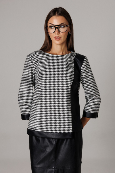 Блуза, юбка Ларс Стиль 1174 молочный-черный - фото 5