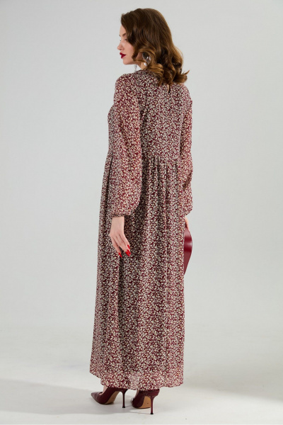 Жилет, платье NikVa 1020-3 листочки бургунди и бордо - фото 3
