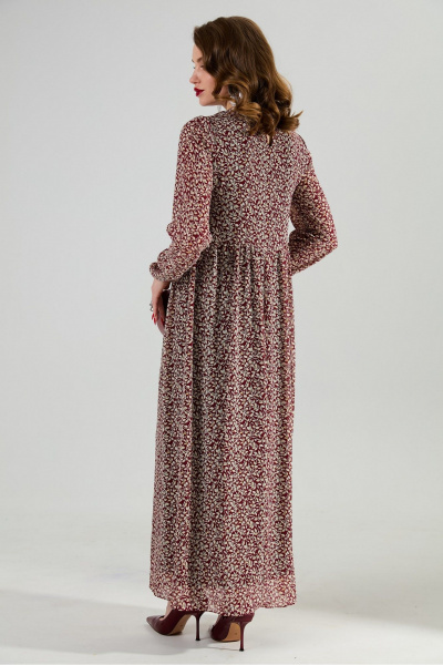 Жилет, платье NikVa 1020-4 листочки бургунди и чёрный - фото 8