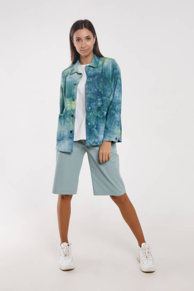 Шорты бермуды удлиненные из хлопка с карманами Madech 20161 голубой-тиффани - фото 7