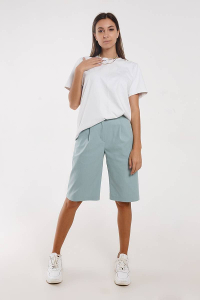 Шорты бермуды удлиненные из хлопка с карманами Madech 20161 голубой-тиффани - фото 5