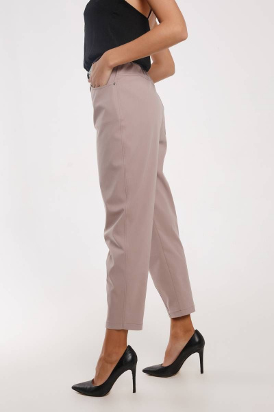 Брюки слоучи из хлопка с высокой талией и карманами Madech 21175 капучино - фото 4