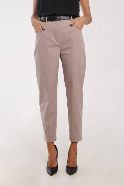 Брюки слоучи из хлопка с высокой талией и карманами Madech 21175 капучино - фото 1