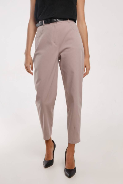 Брюки слоучи из хлопка с высокой талией и карманами Madech 21175 капучино - фото 3