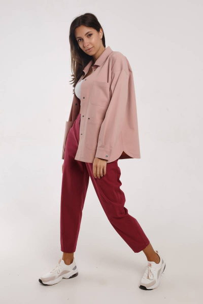Брюки укороченные слоучи из хлопка с высоким поясом Madech 21175 марсала - фото 6