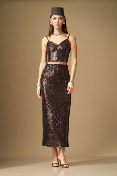 Жакет, топ, юбка N.O.W. 1640 коричневый - фото 4