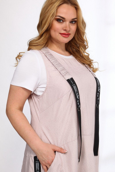 Бохо сарафан в сетке и текстиле с карманами Angelina & Сo 556/2 розовый - фото 6