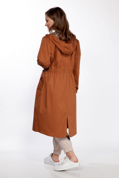Плащ коричневый oversize с капюшоном и карманами Anna Majewska 1482 миндаль - фото 5