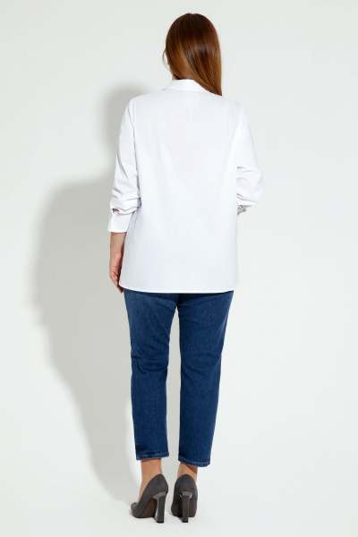 Белая классическая блузка из хлопка с заостренными манжетами Панда 8840z белый - фото 2