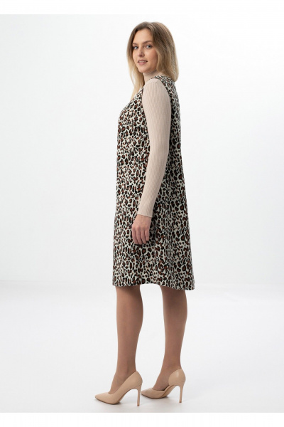 Сарафан Полинушка 604/1 леопард на молочном - фото 3